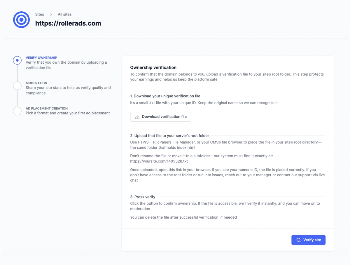 How to verify website ownership