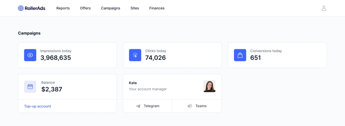 RollerAds guide to Campaigns