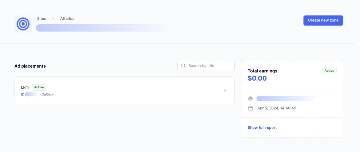 Preview page for the website added