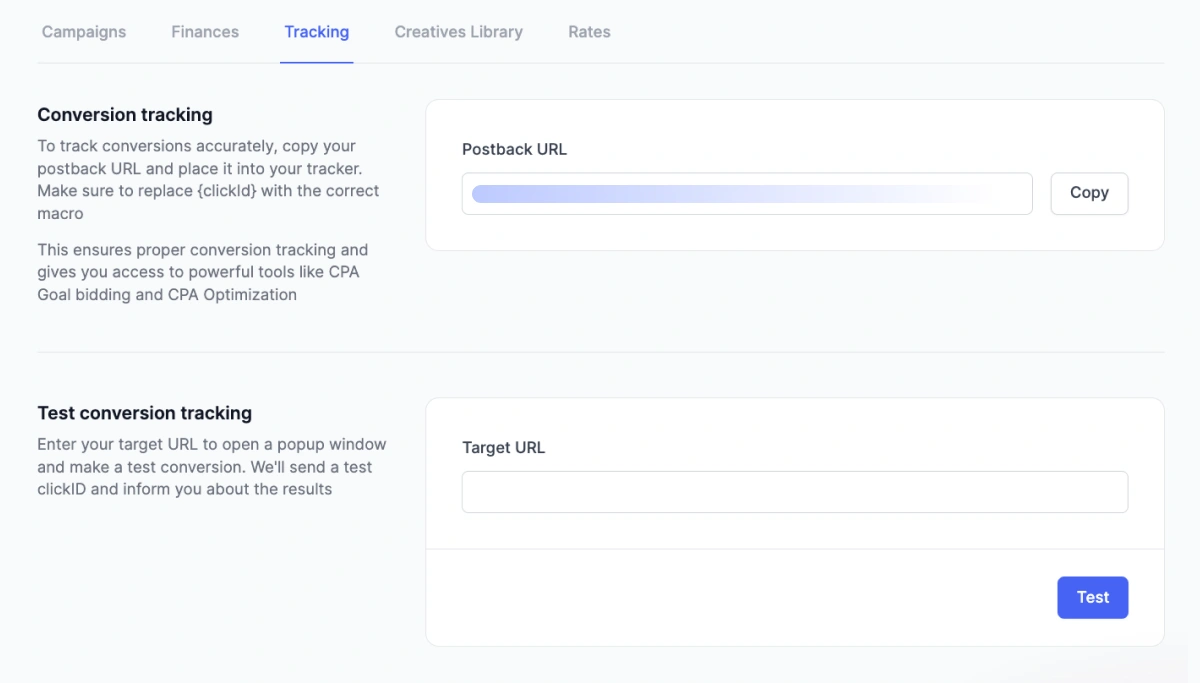 How to set up a postback to transfer conversions