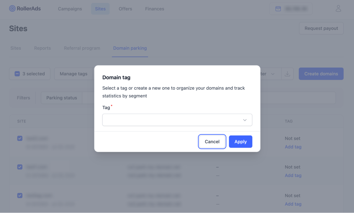 Organize domains in groups and track statistics by segment.
